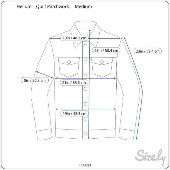 Helium Denim Mens Unisex Jacket Medium Quilt Patchwork Detail 100% cotton Indigo - Picture 10 of 10